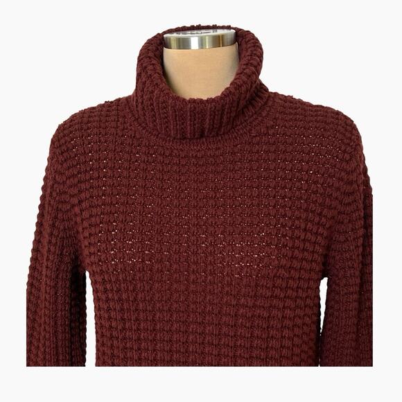 Rena Rowan Turtleneck Sweater Womens Large Thick Waffle Knit Burgundy Cozy Vtg - Picture 5 of 6